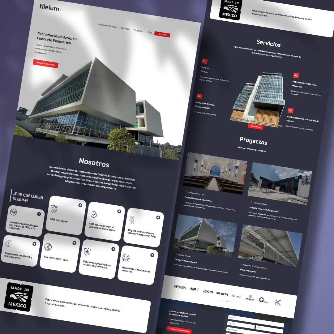 Desarrollo y diseño de sitio web para Tileium